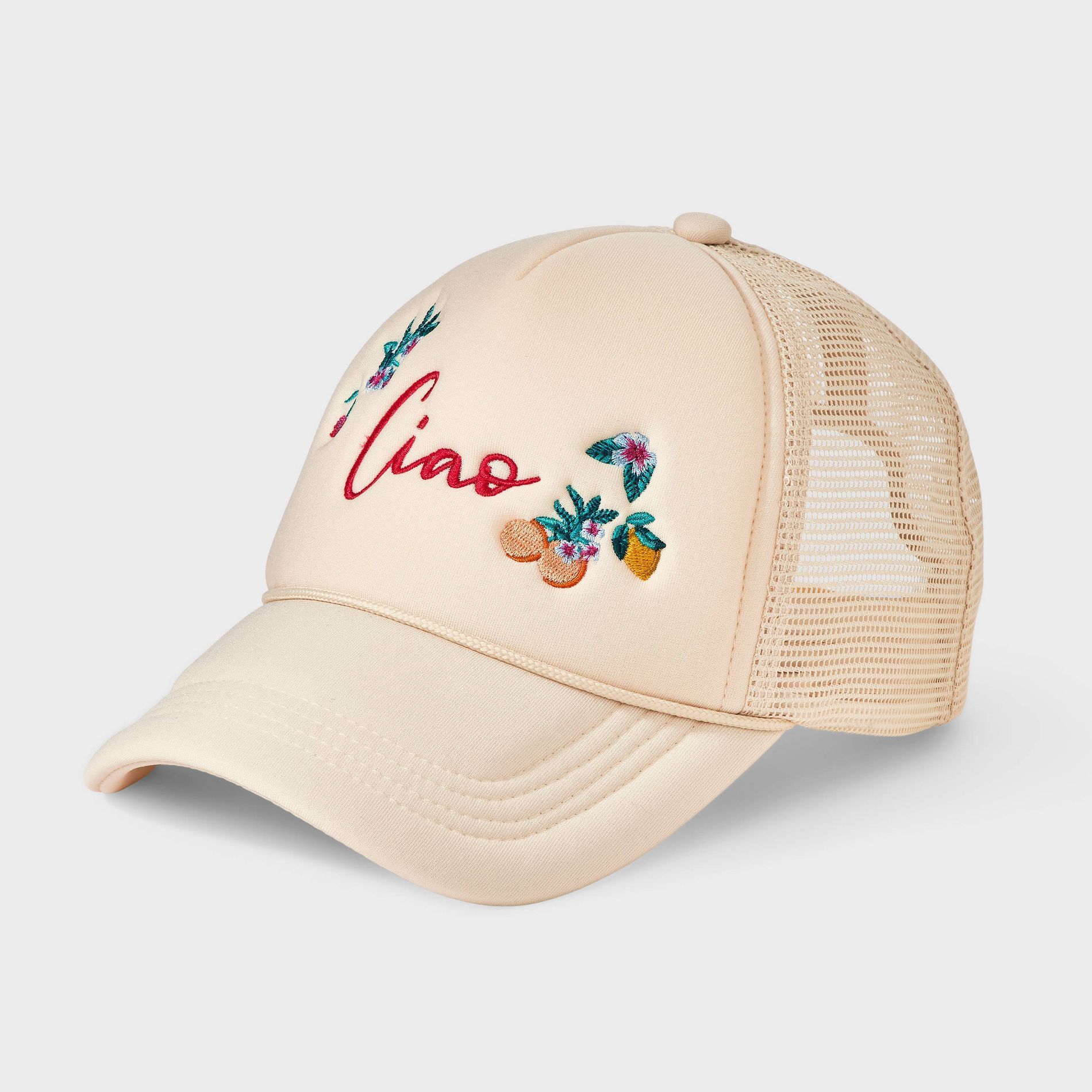 Girls' 'Ciao' Embroidered Baseball Hat - art class™ Cream