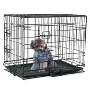 phiestina 24" Pet Kennel, Folding Steel Crate for Cats & Dogs, Wire Metal Playpen with Two Doors, Black - 3 of 4