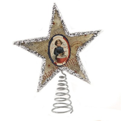 Patriotic 6.25" Patriotic Star Tree Topper Stars & Stripes  -  Tree Ornaments