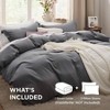 Charcoal Grey Queen Duvet Cover Set, Set of 3 with Zipper, 90x90 Inch Duvet 2 Shams - 2 of 4