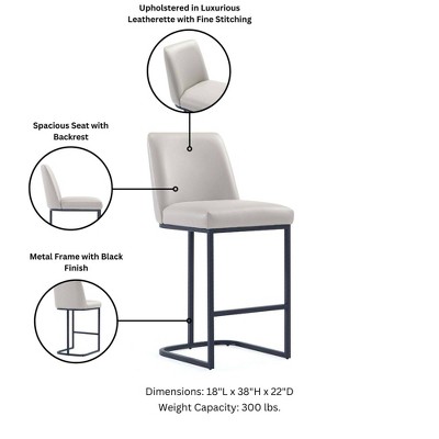 Light Gray Leatherette Upholstered Metal Counter Stool