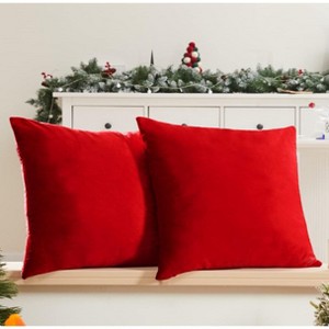 Deconovo Home Velvet Soft Decorative Pillow Covers Invisible Zipper Cushion Cover, 2-Pack - 1 of 4