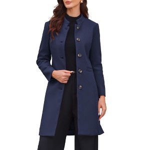 INSPIRE CHIC Women's Winter Single Breasted Stand Collar Mid-Long Commuting Wear Overcoat - 1 of 4