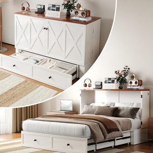 Mjkone Full/Queen Size Murphy Bed Chest with Mattress and Storage - 1 of 4