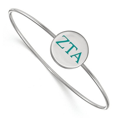 Black Bow Jewelry Sterling Silver Zeta Tau Alpha Greek Life Bangle Bracelet 6 Inch