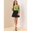 INSPIRE CHIC Women's Office Work Ruffle V Neck Long Sleeve Chiffon Peasant Blouse - 3 of 4