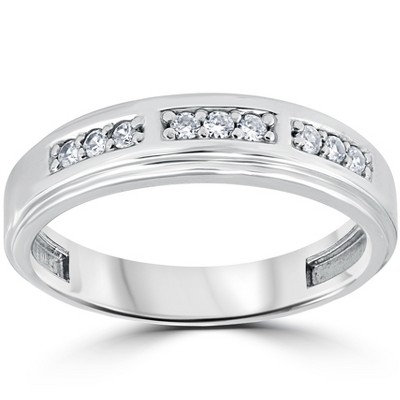 Pompeii3 1/4Ct Mens Round Diamond Polished Wedding Ring 10k White Gold