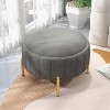 SEYNAR Modern Velvet Round Storage Ottoman with Gold Legs - 2 of 4