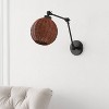 JONATHAN Y Lyla 22" 1-Light Mid-Century Vintage Rattan Globe Swing Arm LED Sconce: Bohemian Wall Light, Adjustable, UL Listed - 4 of 4