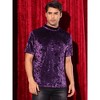 Lars Amadeus Men's Short Sleeves Mock Neck Pullover Velour T-Shirts - 2 of 4