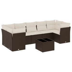 vidaXL Garden Sofa Set Brown, Cream white - 1 of 4