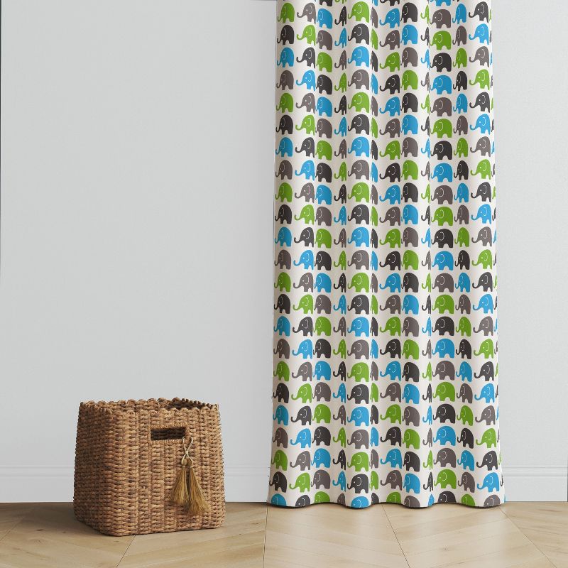 Bacati - Elephants Aqua/Lime/Grey Curtain Panel, 3 of 5