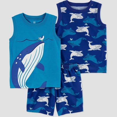 Carter's Just One You® Toddler Boys' 3pc Whale Pajama Set - Blue 2T