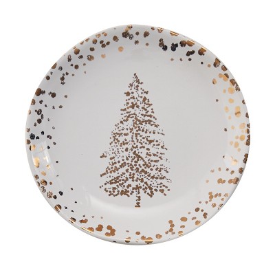 Split P Golden Christmas Appetizer Plate Set - White