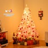 Costway 6 FT Artificial Christmas Tree with 250 Warm White LED Lights, 8 Lighting Modes & Folding Metal Stand White & Pink - 2 of 4
