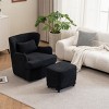 360° Velvet Swivel Chair,Velvet Accent Chair with Ottoman,Oversized Accent Barrel Armchair with Pillow,Sofa Chair with Lounge Seat-Cuddlewood - 2 of 4
