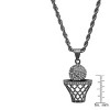 Steeltime Men's stainless steel simulated diamond basketball and hoop pendant. Color Options: Silver, Gold, Black - 3 of 4