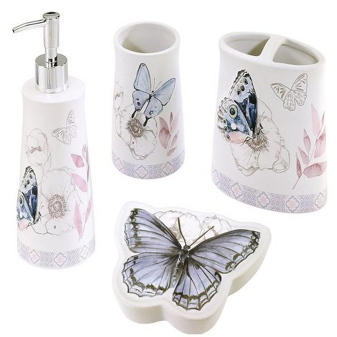 Avanti Butterfly Garden 4 Pc Bath Accessory Set : Target