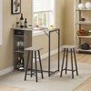 Bar Table and Chairs Set - 3 Piece Dining Table Set with Storage Drawer, Counter Height Small Dining Table with 2 Stools, Pub Table and Chairs Set of - 2 of 4