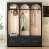 74.8"H Entryway Hall Tree With Shoe Bench, Freestanding Coat Rack with 8 Hooks & 3 Drawers, Wooden Entryway Bench for Small Spaces Living Room - 2 of 4