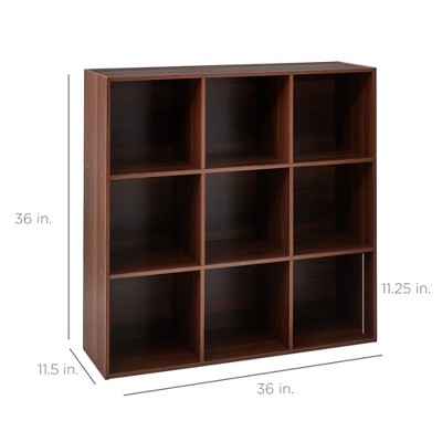Walnut 36-Inch 9-Cube Storage Organizer with Removable Panels