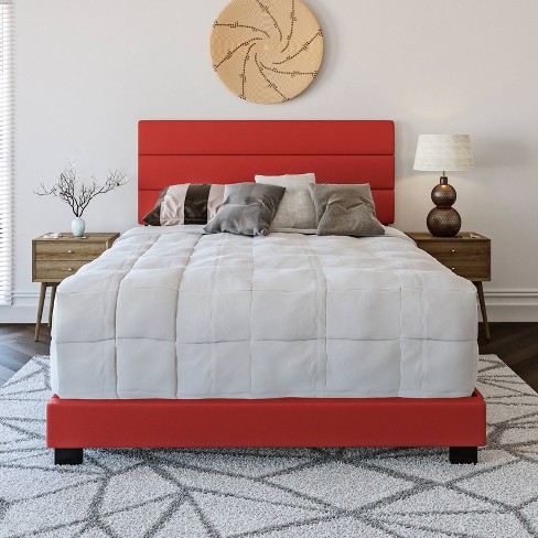 Queen Ca Faux Leather Channel, Red Queen Bed Frame