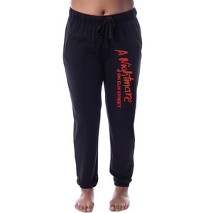 A Nightmare On Elm Street Womens' Movie Film Jogger Sleep Pajama Pants Black - 1 of 3