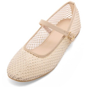 BLISSFUL STEP Women's Rhinestone Breathable Mesh Round Toe Ballet Flats - 1 of 3