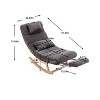 Solid Wood Ergonomic Rocking Chair, PU Accent Chair with Retractable Footrest - Maison Boucle - 4 of 4