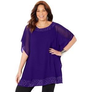 Catherines Women's Plus Size Embellished Duster - 1 of 4
