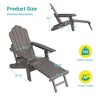 Sonkuki 4-Piece Folding Adirondack Chair with Retractable Ottoman, Fire Pit Patio Chair with Cup Holder Lawn Outdoor Lounge Chair - 3 of 4
