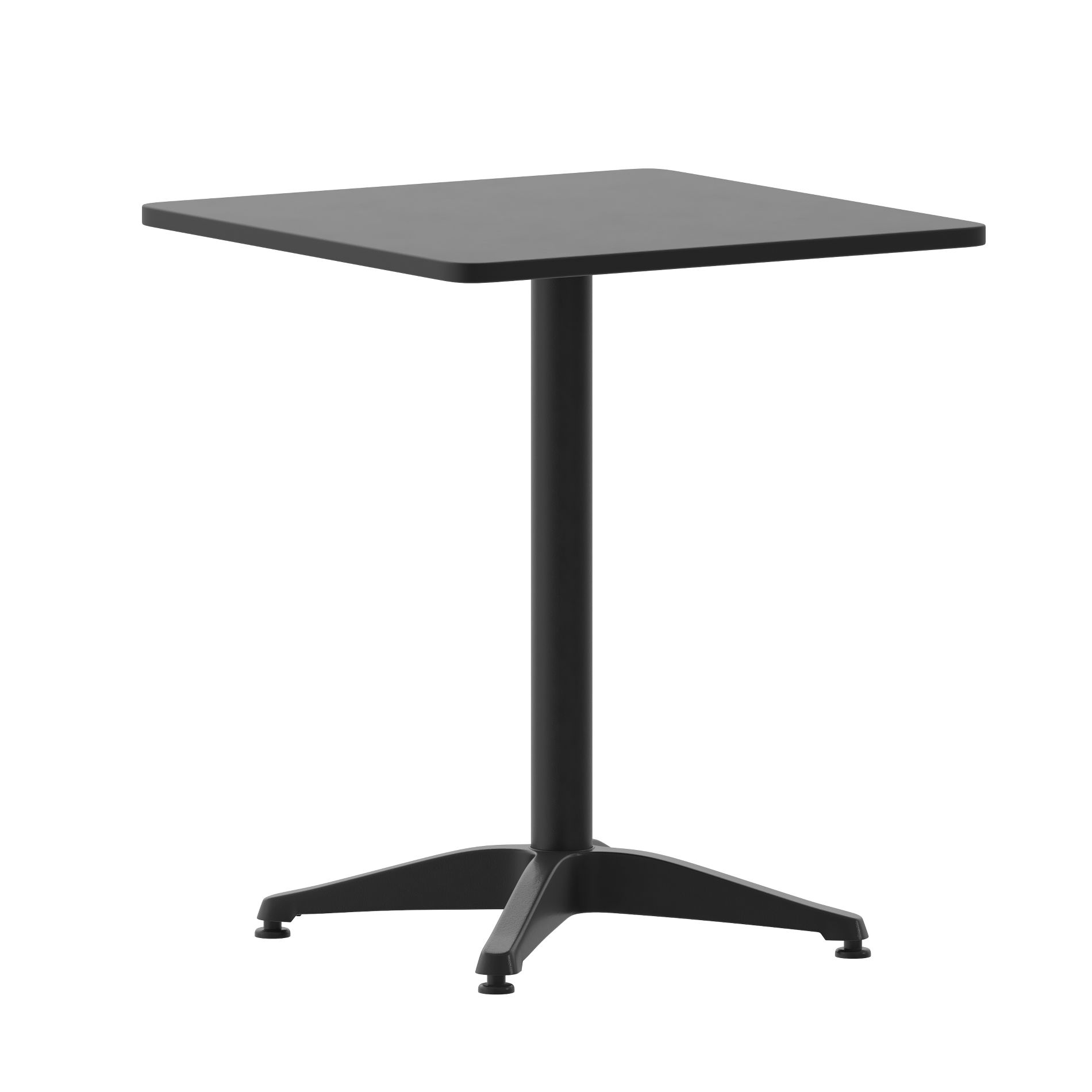 Emma and Oliver Black 23.5'' Square Metal Table with Base for Indoor and Outdoor Use