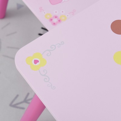 Pink Princess Wooden Table and Chair Set for Kids
