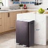 Dual Trash & Recycle Bin, 16 Gal (2×30L) Stainless Steel Kitchen Garbage Can - Odor-Resistant with Lid, Inner Bucket & Quiet Step Pedal, for Home - 3 of 4