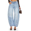 Imily Bela Womens Vintage Boyfriend Baggy Wide Leg Barrel Mid Rise Denim Ankle Pants - 2 of 4