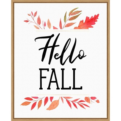 16" x 20" Hello Fall Leaves II Portfolio Framed Wall Canvas - Amanti Art