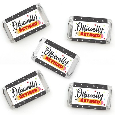 Big Dot of Happiness Teacher Retirement - Mini Candy Bar Wrapper Stickers - Happy Retirement Party Small Favors - 40 Count