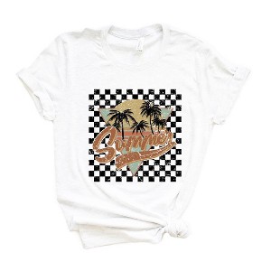 Simply Sage Market Women's Checkered Summer Short Sleeve Graphic Tee - 1 of 3