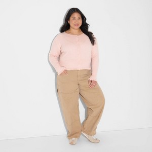 Women's Crewneck Ribbed Cardigan - Wild Fable™ - 1 of 3