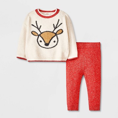 Image of Baby Reindeer Sweater Set - Cat & Jack™ Cream 18M