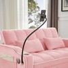 54'' Velvet Foldable Adjustable Back Sofa Bed with USB Port, Swivel Phone Stand, and Ashtray - 4 of 4