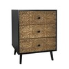 3 Drawer Cabinet With 3 Drawers, Solid Wood Hand-carved Relief, Backboard Lock Buckle Waterproof Storage Organizer - 3 of 4