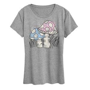 Women's - Instant Message - Watercolor Mushrooms Short Sleeve Graphic T-Shirt - 1 of 4