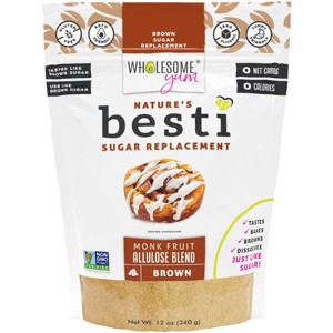 Wholesome Yum Besti Natural Brown Sugar Substitute - Keto Brown Monk Fruit Sweetener Blend With Allulose (No Erythritol) (12 oz) - 1 of 4