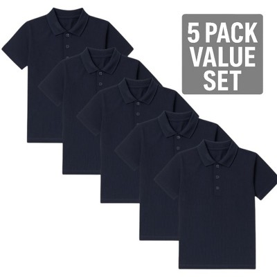Girls Polo Shirts 5-Pack – Short Sleeve Cotton Uniform Shirts for School, Casual & Daily Wear