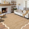 Modern Scalloped Living Room Rugs, Washable Solid Soft Bedroom Carpet Non Slip, Indoor Contemporary Home Decor Rugs - 3 of 4