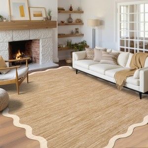 Washable Area Rug Modern Scalloped Rugs for Living Room Bedroom Soft Thin Non Slip Non Shedding Indoor Floor Carpet - 1 of 4