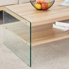NicBex Double Layered Rectangular Coffee Table,MDF Table with Wooden Stickers and Transparent Tempered Glass for Dining Room, Garden, Wood - 4 of 4