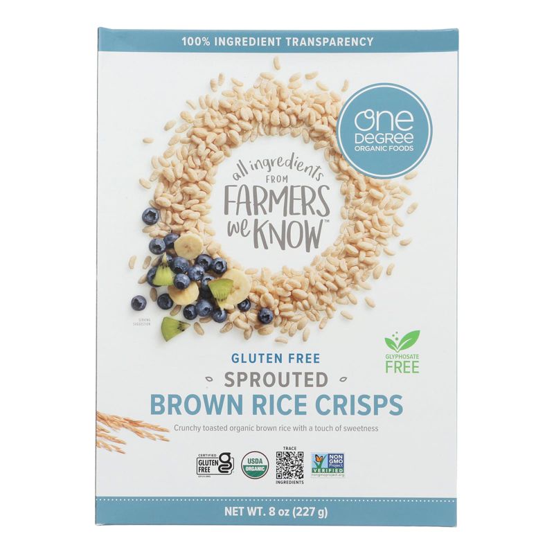 One Degree Organic Foods Sprouted Brown Rice Crisps Cereal - Case of 6/8 oz, 2 of 8