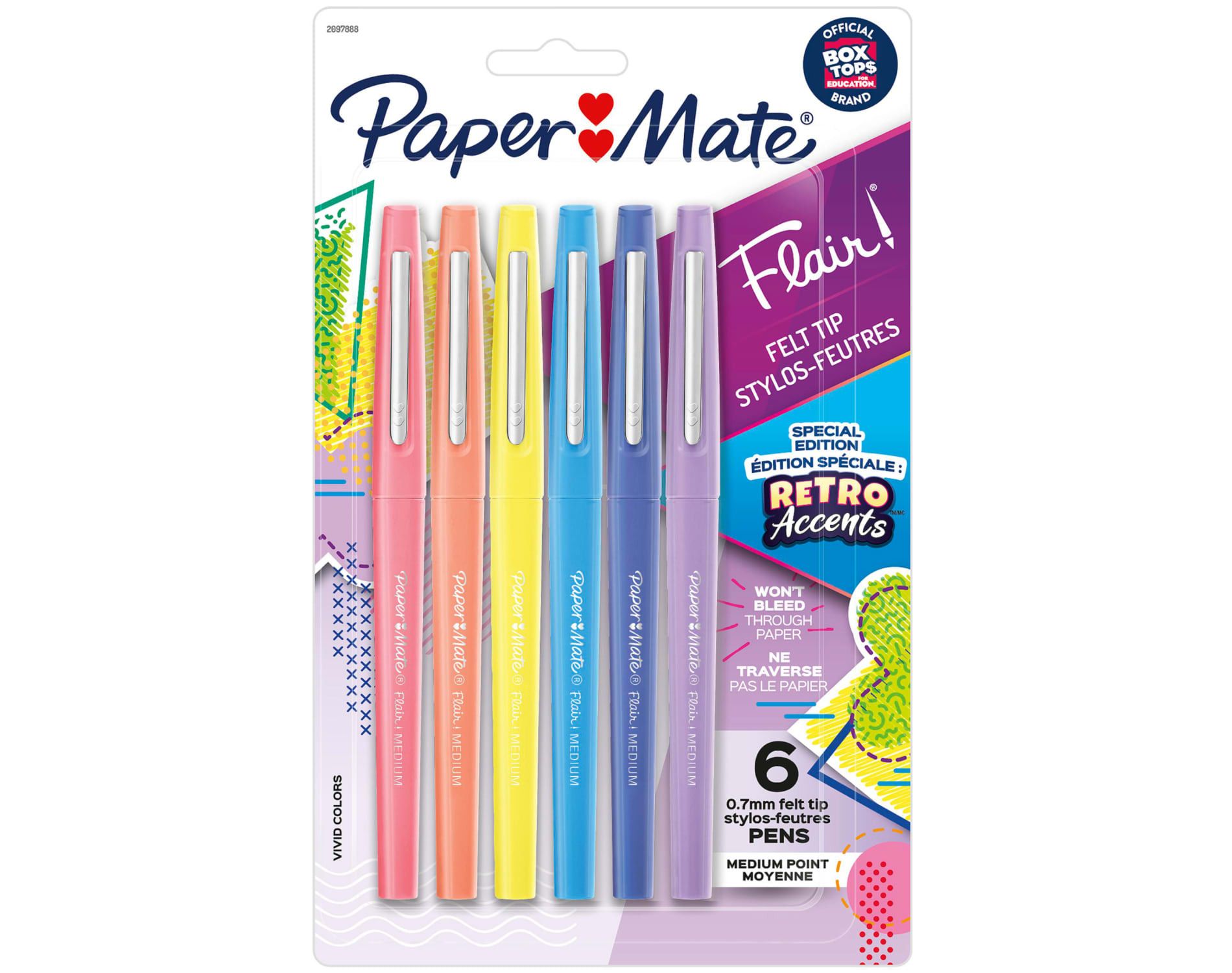 Paper Mate 6ct 0.7mm Felt Tip Pens Retro Colors